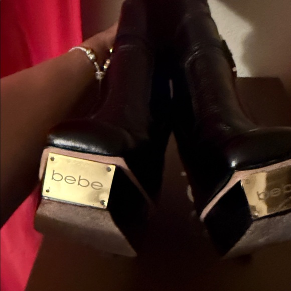 Bebe Glossy Black Heeled Boots size 8 - Picture 10 of 14